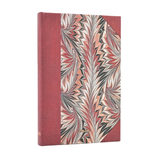 Book cover of: 2026 Rubedo (Cockerell Marbled Paper) Mini 12-month Horizontal Hardcover Flexi Dayplanner 2026 (Elastic Band Closure). By: Paperblanks