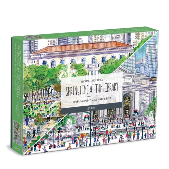 Book cover of: Michael Storrings Springtime at the Library 500 Piece Double-Sided Puzzle