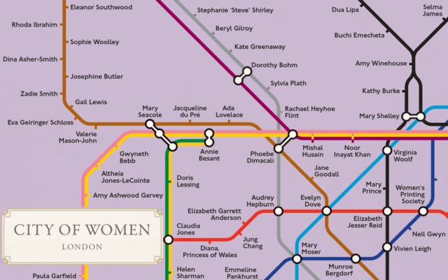 Book cover of: City of Women London Tube Wall Map (A2, 16.5 x 23.4 Inches). By: Reni Eddo-Lodge