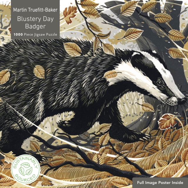 Book cover of: Adult Sustainable Jigsaw Puzzle Martin Truefitt-Baker: Blustery Day Badger