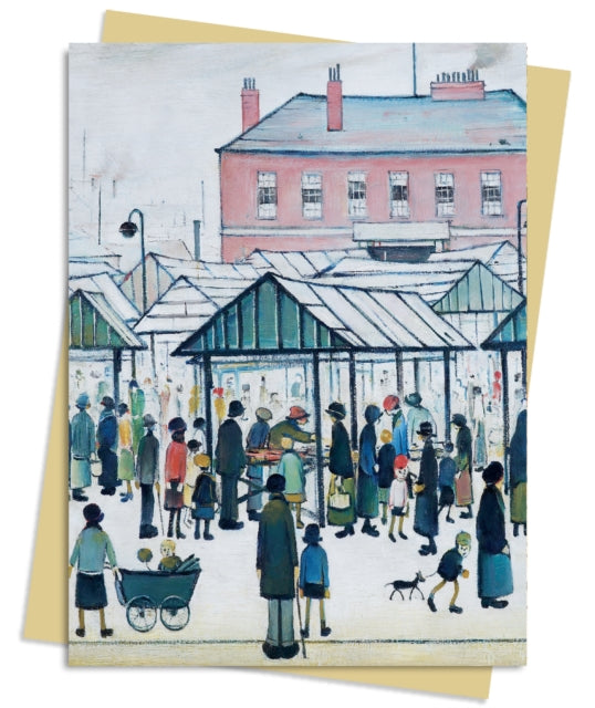 Book cover of: L.S. Lowry: Market Scene Greeting Card Pack. By: Flame Tree Studio