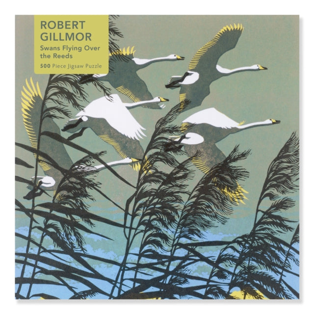 Book cover of: Adult Jigsaw Puzzle Robert Gillmor: Swans Flying over the Reeds (500 pieces)
