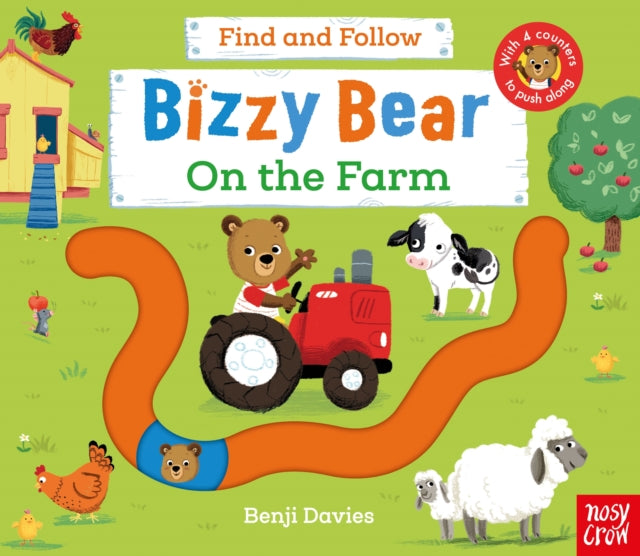 Book cover of: Bizzy Bear: Find and Follow On the Farm. By: Benji Davies