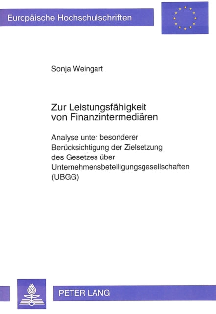 Book cover of: Zur Leistungsfaehigkeit von Finanzintermediaeren