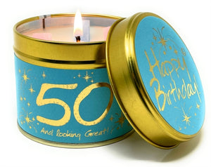 Happy Birthday 50 - Scented Tin Candle