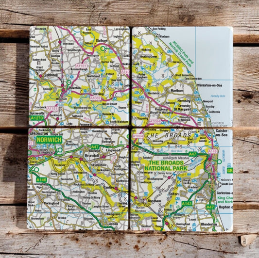 Book cover of: OS Map Ceramic Four Coaster Set - The Broads