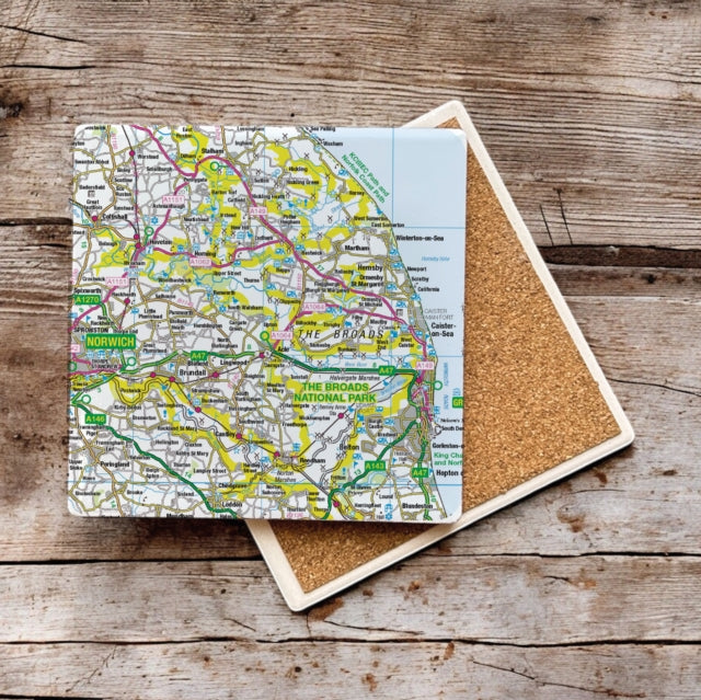 Book cover of: OS Map Ceramic Single Coaster - The Broads