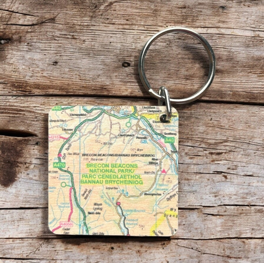 Book cover of: OS Map Wooden Square Key-ring - Brecon Beacons National Park