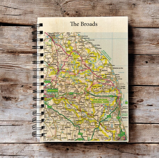 Book cover of: OS Map Wooden Lined Notebook - The Broads