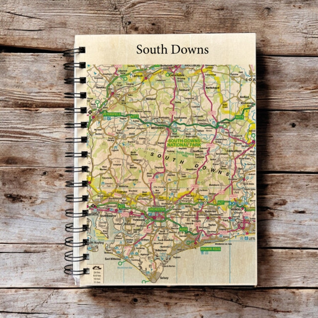 Book cover of: OS Map Wooden Lined Notebook - South Downs National Park
