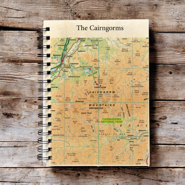 Book cover of: OS Map Wooden Lined Notebook - Cairngorms National Park