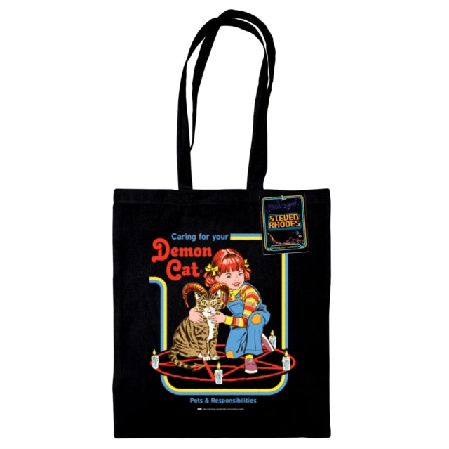 Book cover of: Steven Rhodes (Demon Cat) Black Tote Bag