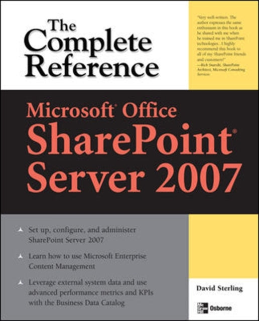 Book cover of: Microsoft® Office SharePoint® Server 2007: The Complete Reference. By: David Sterling