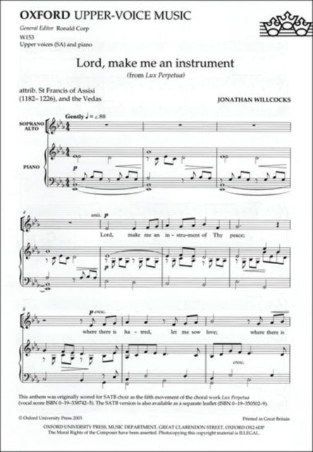 Book cover of: Lord, make me an instrument (from Lux Perpetua)
