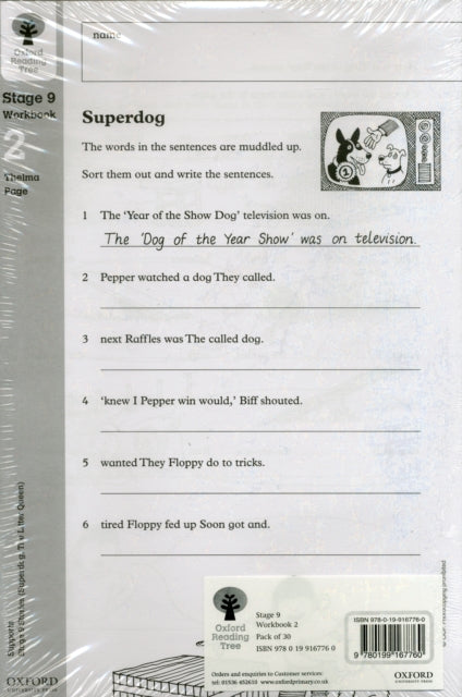 Book cover of: Oxford Reading Tree: Level 9: Workbooks: Workbook 2: Superdog and The Litter Queen (Pack of 30). By: Thelma Page