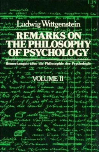 Book cover of: Remarks on the Philosophy of Psychology V 2 (Cloth)