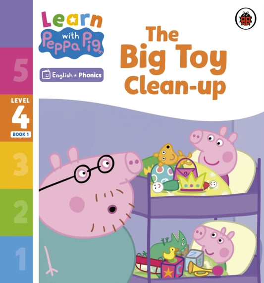 Book cover of: Learn with Peppa Phonics Level 4 Book 1 – The Big Toy Clean-up (Phonics Reader). By: Peppa Pig