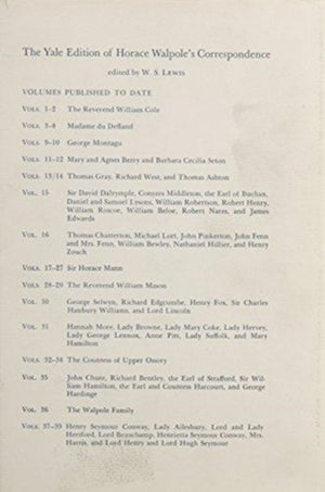 Yale Editions of Horace Walpole's Correspondence, Volume 17