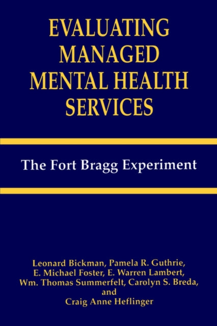Book cover of: Evaluating Managed Mental Health Services
