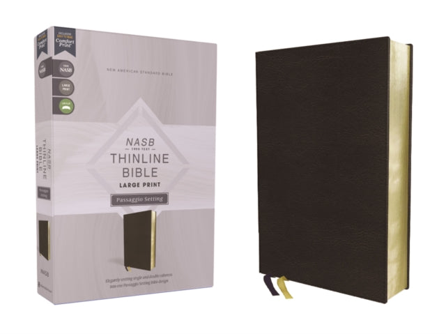 Book cover of: NASB, Thinline Bible, Large Print, Passaggio Setting, Leathersoft, Black, Red Letter, 1995 Text, Comfort Print. By: Zondervan Publishing Company