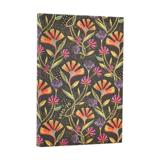 Book cover of: 2026 Wild Flowers (Playful Creations) Mini 18-month Horizontal Hardcover Flexi Dayplanner 2025-2026 (Elastic Band Closure). By: Paperblanks