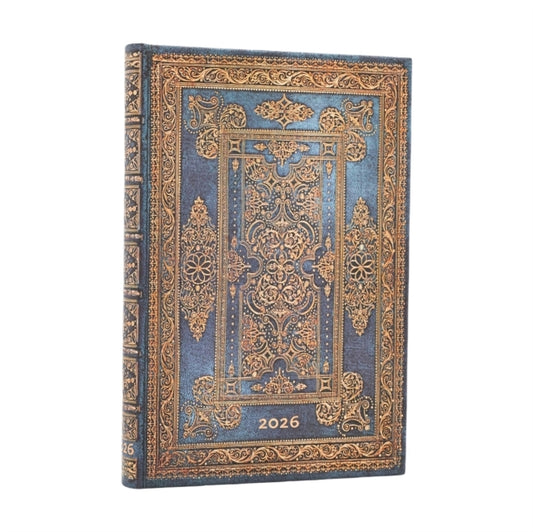 Book cover of: 2026 Blue Luxe (Luxe Design) Mini 12-month Verso Hardcover Flexi Dayplanner 2026 (Elastic Band Closure). By: Paperblanks