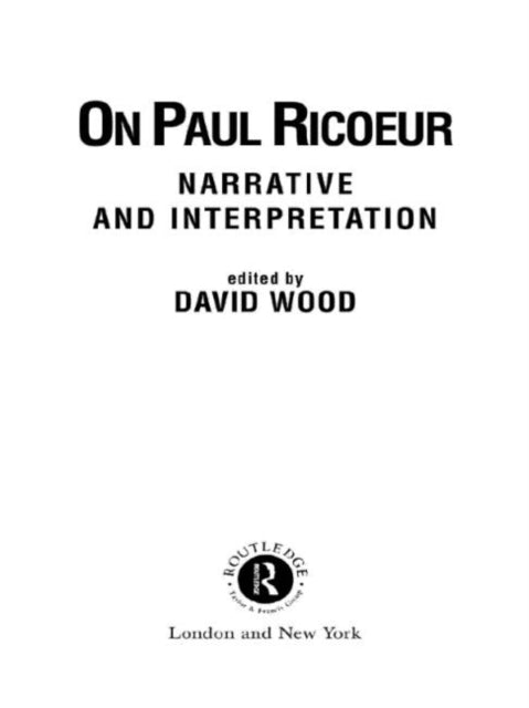 Book cover of: On Paul Ricoeur. By: David Wood