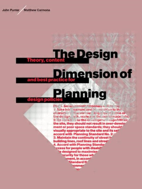 Book cover of: Design Dimension of Planning. By: Matthew Carmona