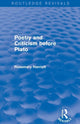 Book cover of: Poetry and Criticism before Plato (Routledge Revivals). By: Rosemary Harriott