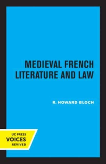 Book cover of: Medieval French Literature and Law. By: R. Howard Bloch