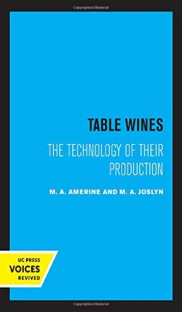 Book cover of: Table Wines. By: M. A. Amerine