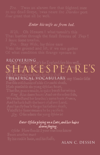 Book cover of: Recovering Shakespeare's Theatrical Vocabulary. By: Alan C. Dessen