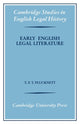 Book cover of: Early English Legal Literature. By: T. F. T. Plucknett