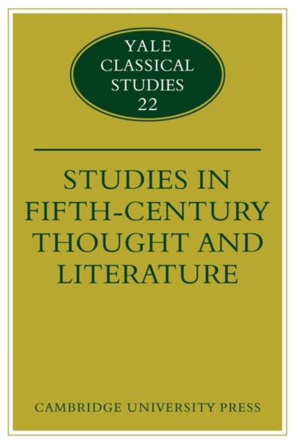 Book cover of: Studies in Fifth Century Thought and Literature. By: Adam Parry