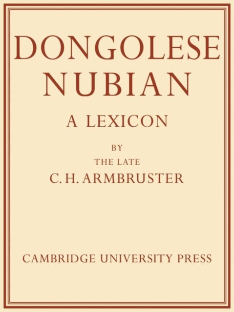 Book cover of: Dongolese Nubian. By: C. H. Armbruster