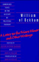Book cover of: William of Ockham: 'A Letter to the Friars Minor' and Other Writings