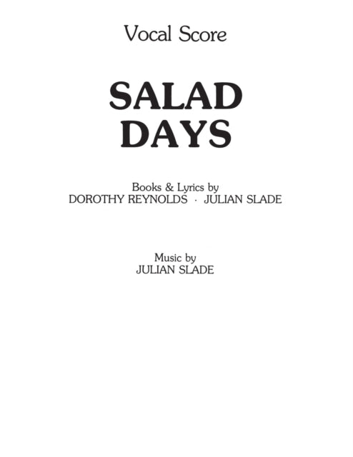 Book cover of: Salad Days (Vocal Score)