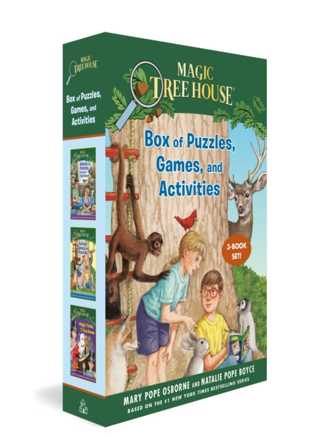 Book cover of: Magic Tree House Box of Puzzles, Games, and Activities (3 Book Set). By: Mary Pope Osborne
