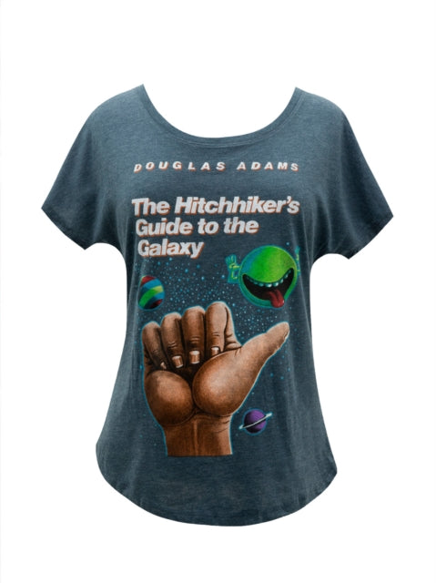Book cover of: Hitchhiker's Guide to the Galaxy Indigo Women's Relaxed Fit T-shirt Small