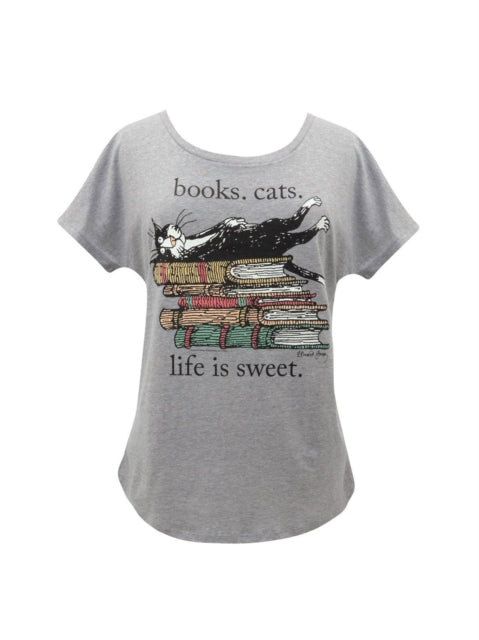 Book cover of: Books. Cats. Life Is Sweet. Women's Relaxed Fit T-shirt X-small