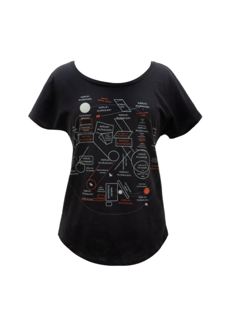Book cover of: Haruki Murakami Novels Map Women's Relaxed Fit T-shirt Small