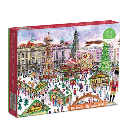Book cover of: Michael Storrings Christmas Market 1000 Piece Puzzle. By: GALISON  MICHAEL STO