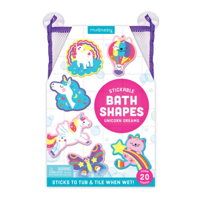 Book cover of: Unicorn Dreams Stickable Foam Bath Shapes. By: Mudpuppy