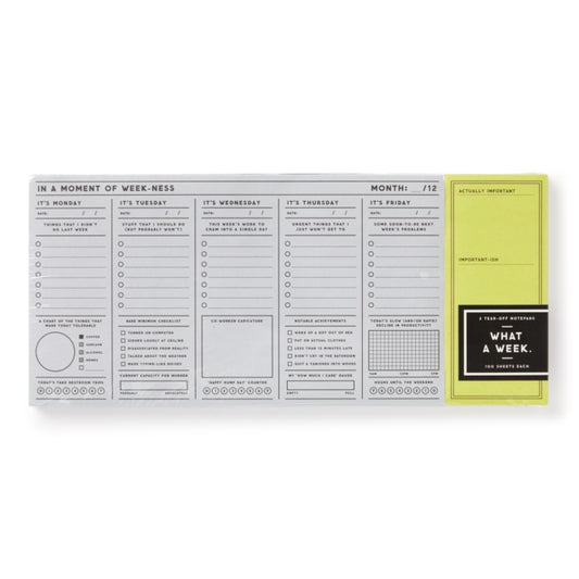 Book cover of: In a Moment of Weekness Weekly Planner Pad. By: Brass Monkey