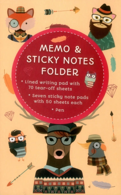 Book cover of: Memo & Sticky Notes Folder: Hipster Animals