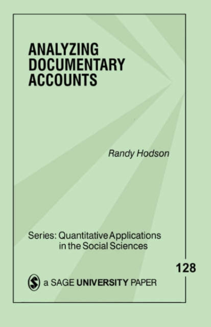 Book cover of: Analyzing Documentary Accounts. By: Randy Dale Hodson