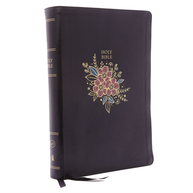 Book cover of: KJV Holy Bible: Super Giant Print with 43,000 Cross References, Deluxe Black Floral Leathersoft, Red Letter, Comfort Print (Thumb Indexed): King James Version. By: Thomas Thomas Nelson