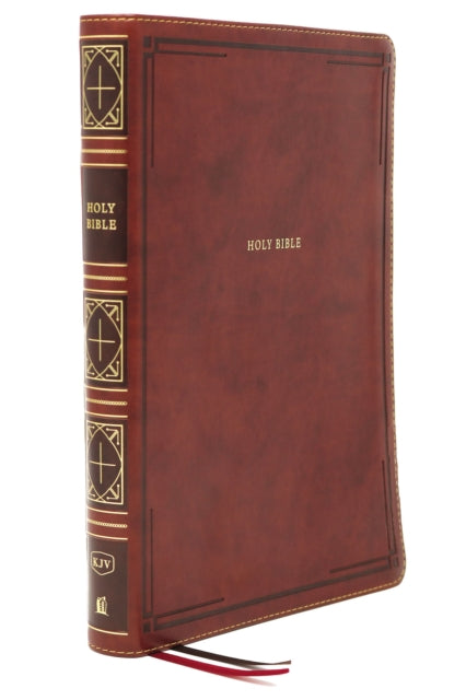Book cover of: KJV Holy Bible: Giant Print Thinline Bible, Brown Leathersoft, Red Letter, Comfort Print: King James Version. By: Thomas Thomas Nelson