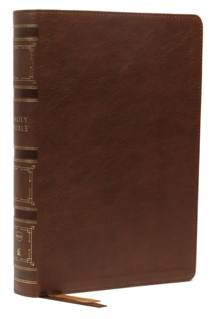 NKJV, Single-Column Wide-Margin Reference Bible, Leathersoft, Brown, Red Letter, Comfort Print