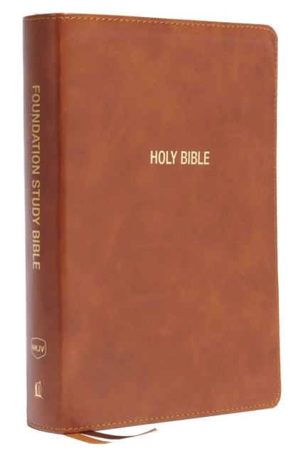 Book cover of: NKJV, Foundation Study Bible, Large Print, Leathersoft, Brown, Red Letter, Thumb Indexed, Comfort Print. By: Thomas Nelson